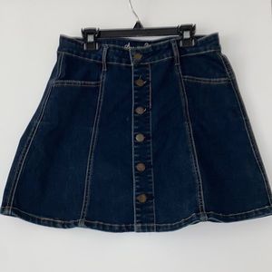 Dark blue denim skirt with buttons